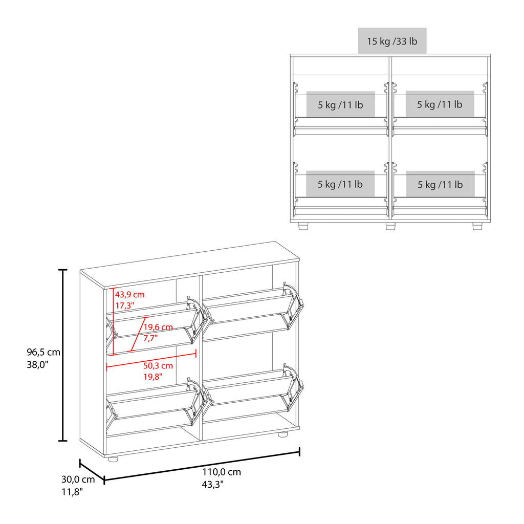 FM FURNITURE Nutrioso Tilt-Out Shoe Storage Cabinet with Multiple Compartments and Modern Desig, White - Grand Goldman Shop