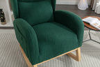 049-Teddy Fabric Rocking Chair With Packet Wood Legs,Green - Grand Goldman Shop