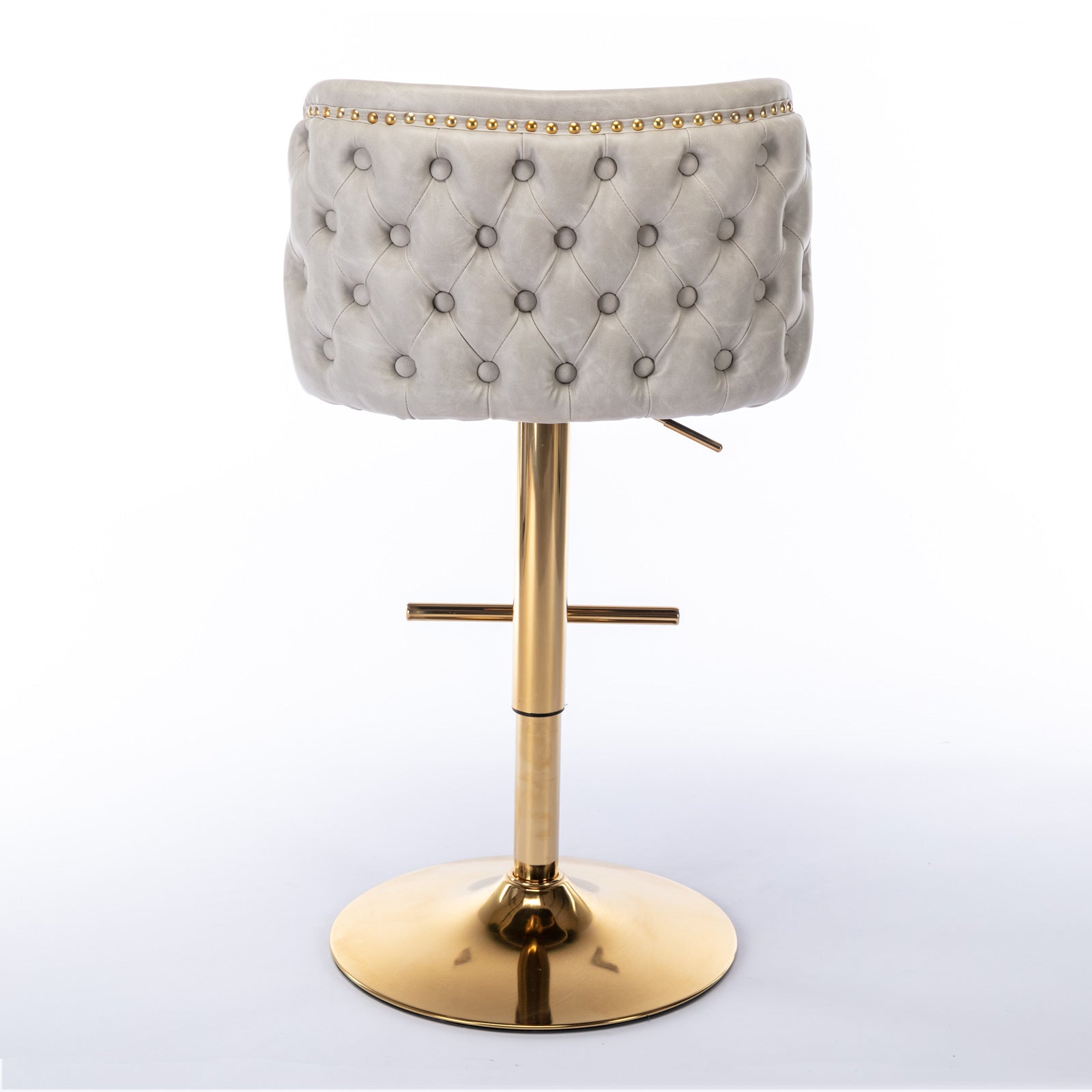 A&A Furniture,Swivel Barstools Adjusatble Seat Height, Modern PU Upholstered Bar Stools with  the whole Back Tufted, for Home Pub and Kitchen Island（Beige, Set of 2） - Grand Goldman Shop