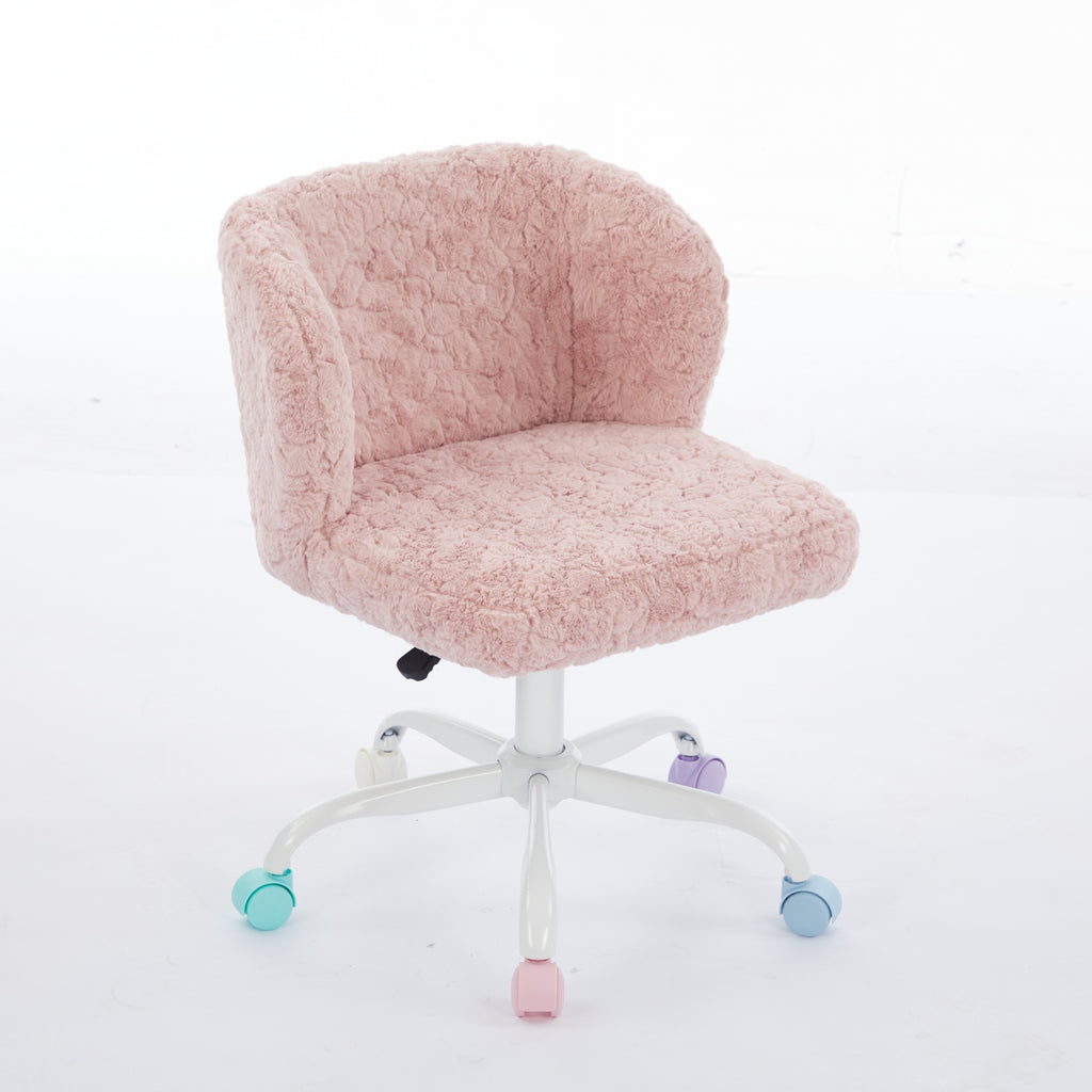 A&A Furniture Office Chair,Artificial rabbit hair Home Office Chair with Metal Base,Adjustable Desk Chair Swivel Office Chair