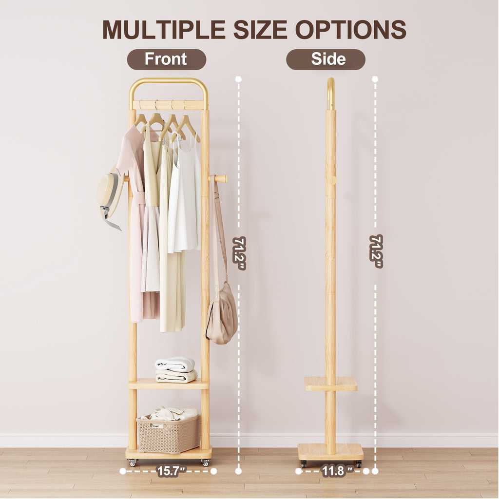 Coat Racks solid wood hanger 15.7* 11.8*71in Solid environmental protection easy to assemble beautiful can be placed in the bedroom/entrance/living room ( wood color) - Grand Goldman Shop
