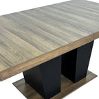 Extendable Dining Room Table for 4-10 People,Wooden Transformer Kitchen Dining Table with Black Double Sturdy Pedestal Base, Modern Expandable Large Table - Grand Goldman Shop