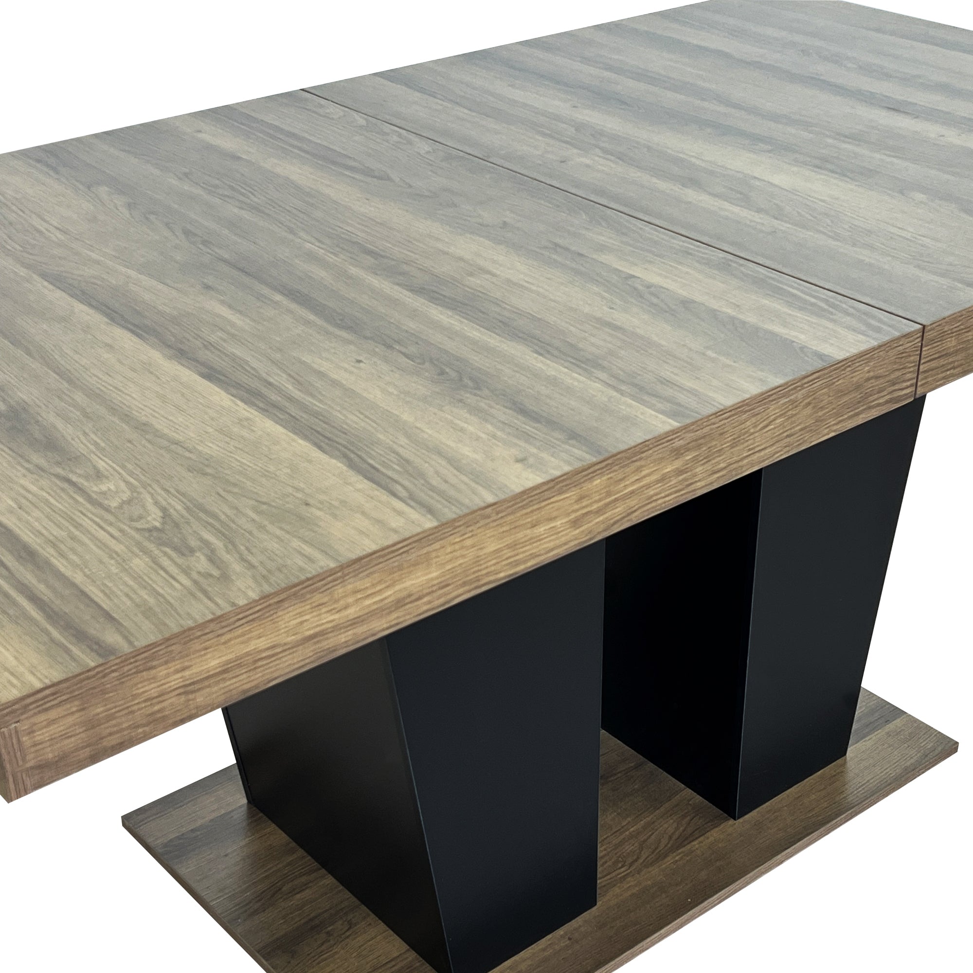 Extendable Dining Room Table for 4-10 People,Wooden Transformer Kitchen Dining Table with Black Double Sturdy Pedestal Base, Modern Expandable Large Table - Grand Goldman Shop