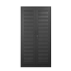 Wide & Deep Metal Storage Cabinet with Hanging Rod,Black Broom Closet Storage Cabinet with Lock, Tall Wardrobe Cabinets with 