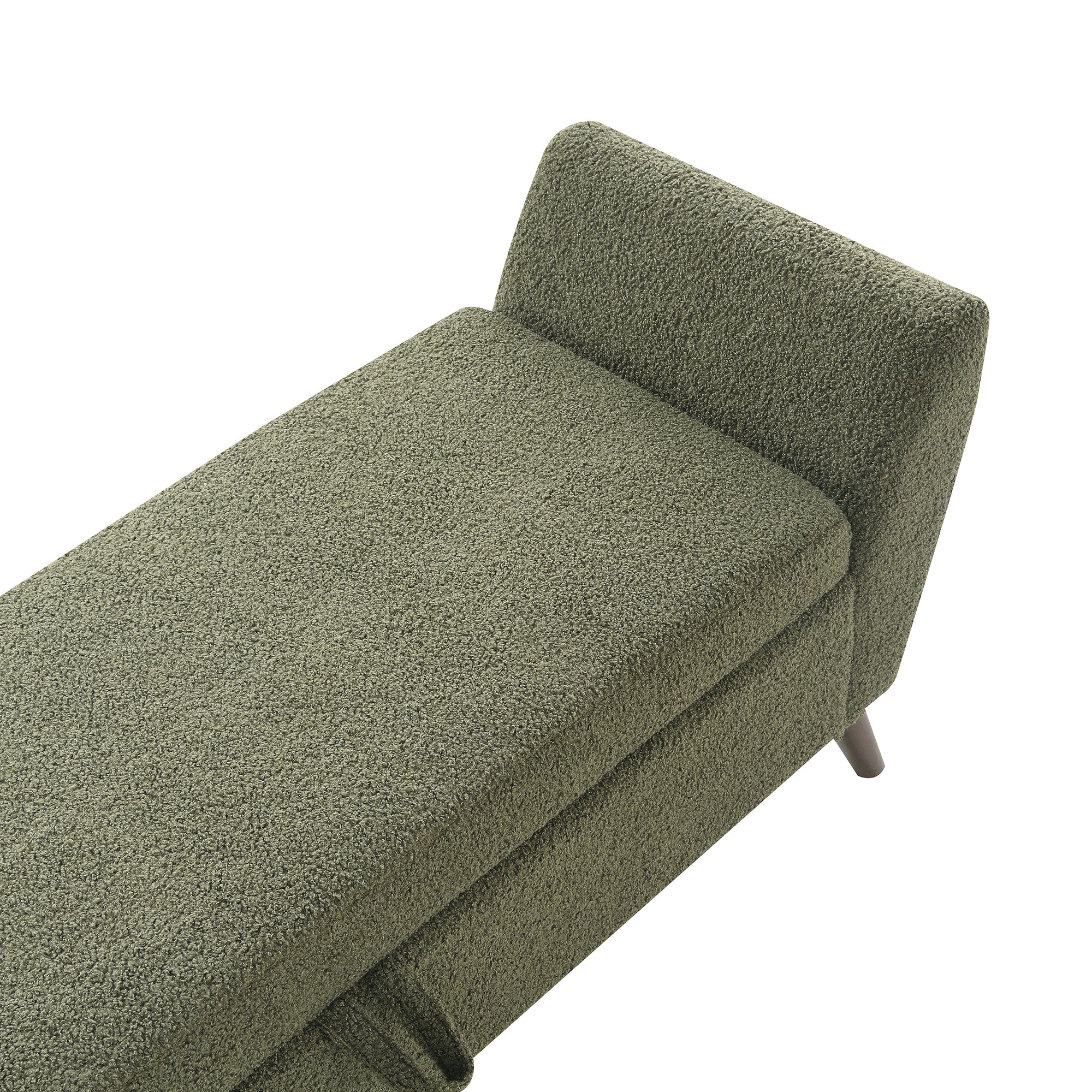 Modern Storage Bench with Mid-Century Wood Legs, 60'' Olive Green Teddy Fabric Upholstered Bench with Storage for Living Room & Bedroom - Grand Goldman Shop