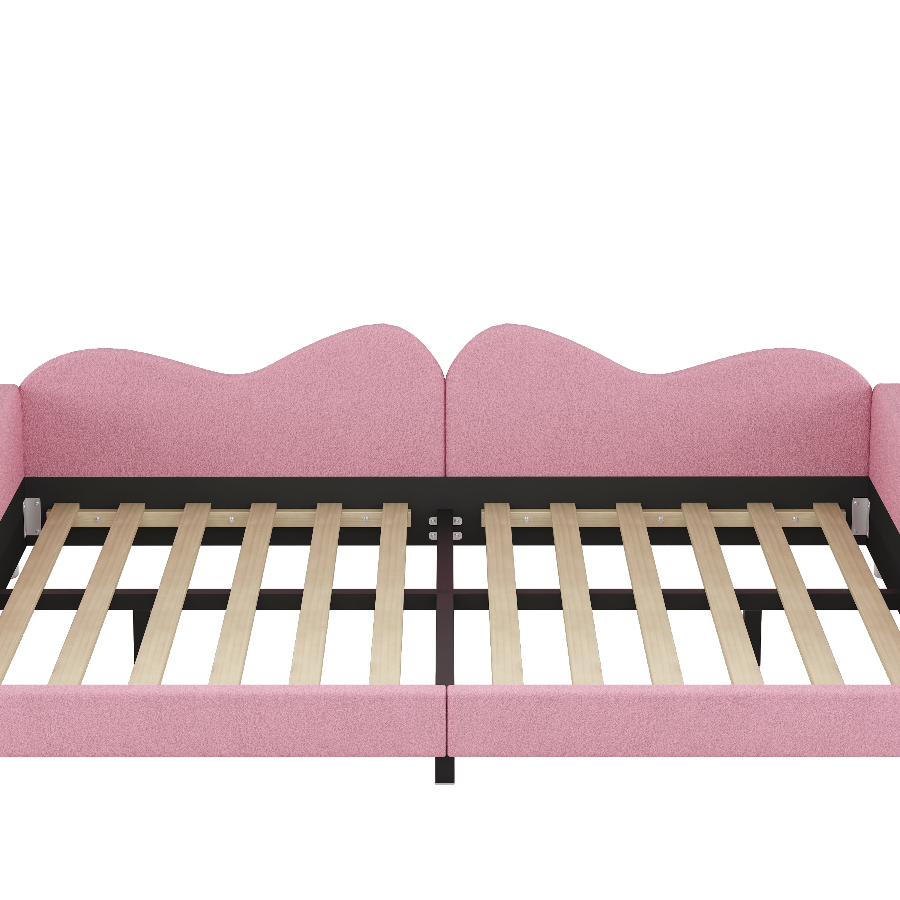 Full size Upholstered Daybed, Sherpa Fabric Sofabed with Cloud-Shaped Backrest, No Box-spring Needed, Pink(Old SKU: WF532069AAH) - Grand Goldman Shop