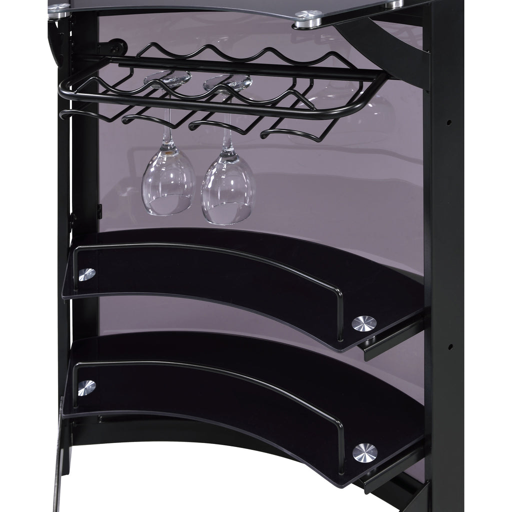 Elaina Black 2-shelf Home Bar - Grand Goldman Shop