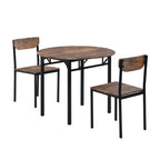 TOPMAX Modern 3-Piece Round Dining Table Set with Drop Leaf and 2 Chairs for Small Places,Black Frame+Rustic Brown Finish - Grand Goldman Shop
