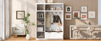 3-in-1 Hall Tree with Overhead Storage Cabinet, 3 Adjustable Side Shelves, 4 Heavy-Duty Hooks, 2 Spacious Drawers, Grooved Back Panel Design, Contrasting Seat Bench, Multifunctional Entryway Organizer - Grand Goldman Shop