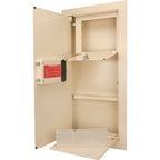 Biometric Wall Safe with Left Open Door in Beige Steel, 0.82 Cubic Ft | Premium Home Decor - Grand Goldman