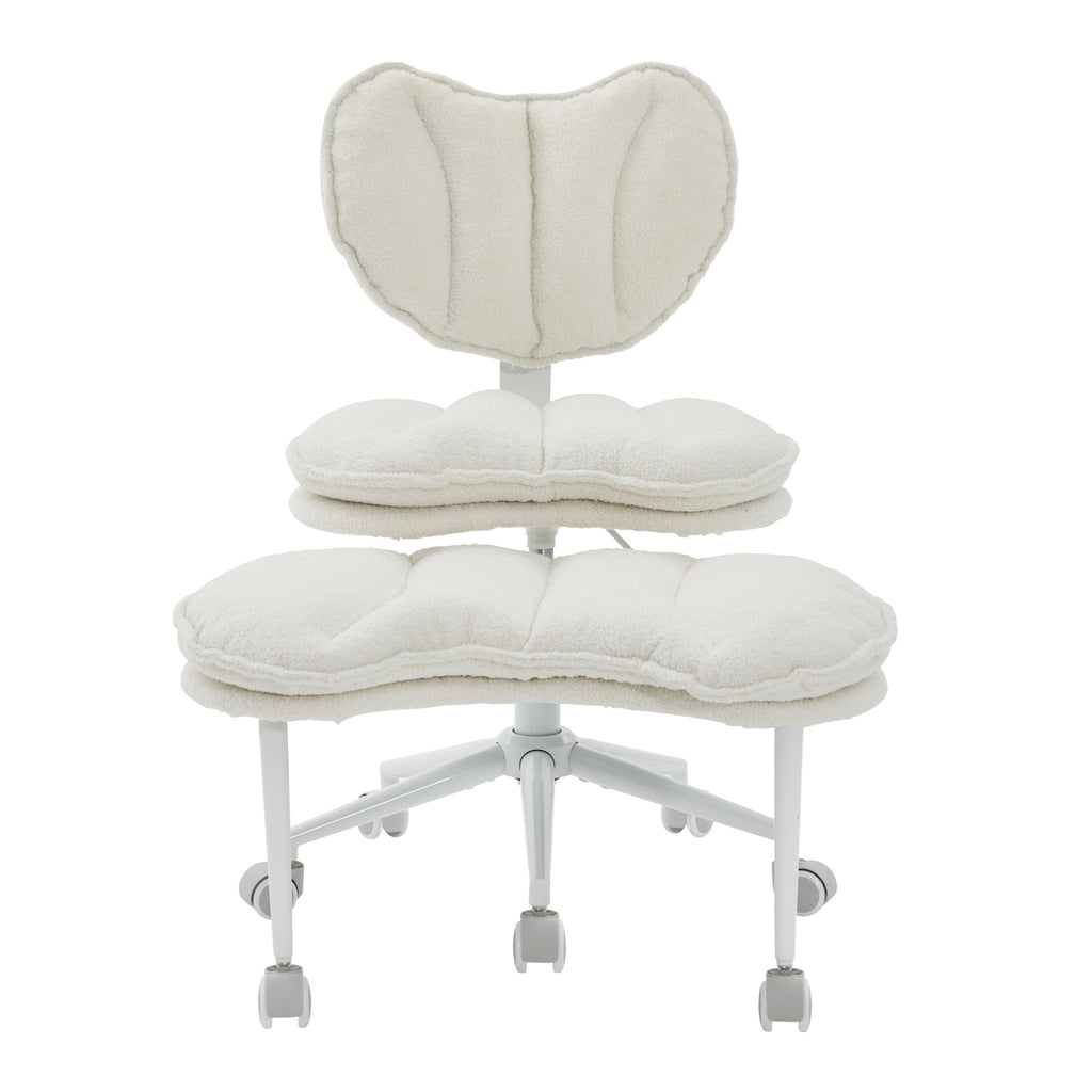 Meditation Chair Plus, Teddy Fleece Double-Layer Padding Cross Legged Rolling Chair for ADHD, Criss Cross Desk Chair with Lum