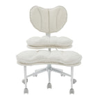 Meditation Chair Plus, Teddy Fleece Double-Layer Padding Cross Legged Rolling Chair for ADHD, Criss Cross Desk Chair with Lum