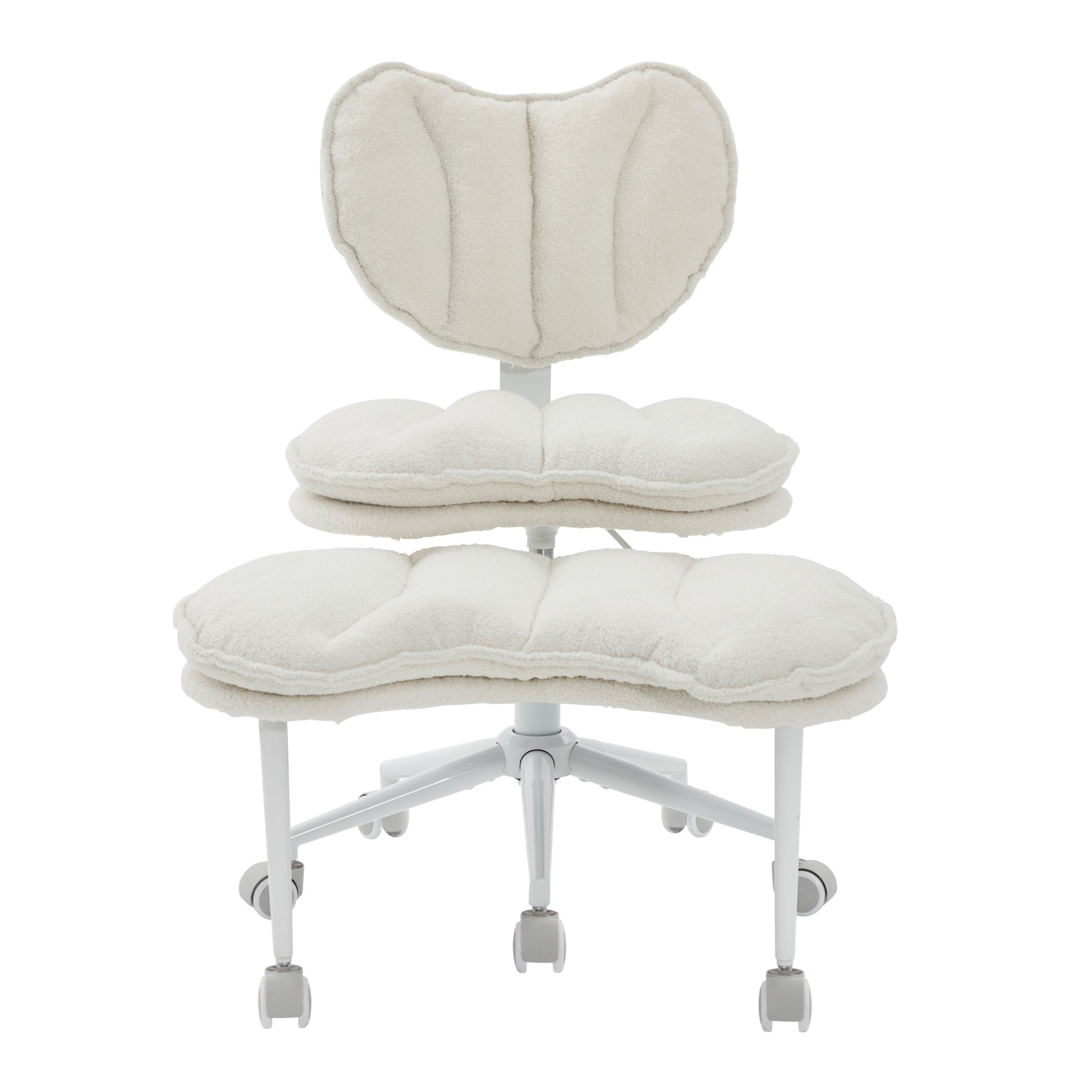 Meditation Chair Plus, Teddy Fleece Double-Layer Padding Cross Legged Rolling Chair for ADHD, Criss Cross Desk Chair with Lum