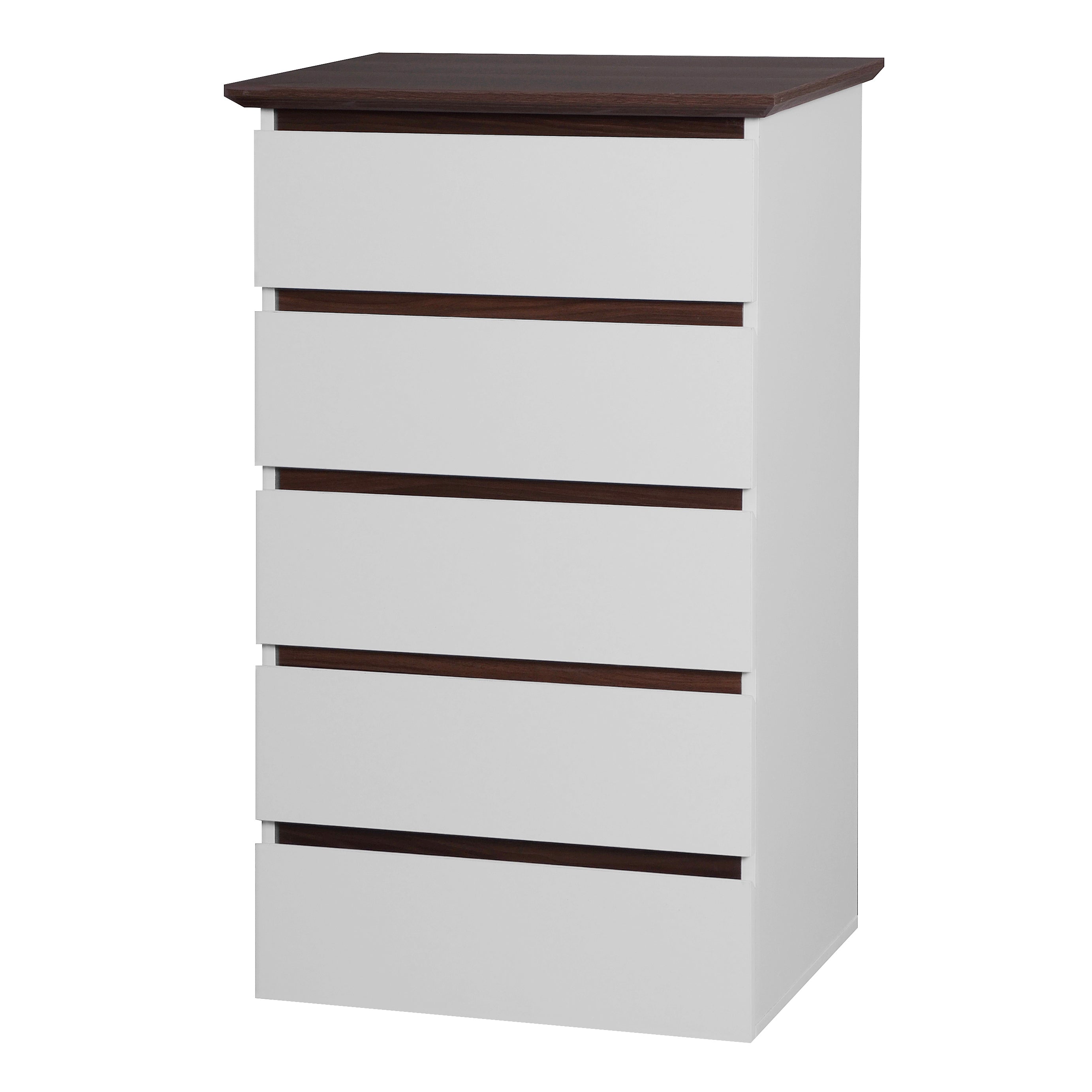 5 Drawer Dresser for Bedroom,  Modern Closet Dressers Chest of Drawers, White & Walnut color Storage Dresser Chest Cabinet Organizer Unit - Grand Goldman Shop