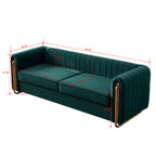 Contemporary Velvet Sofa Couch 84.25''W for Living Room, Green - Grand Goldman Shop
