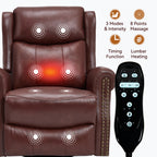 Heat Massage Manual Recliner Chair with Rocker and Swivel in Genuine leather for Living Room, Red - Grand Goldman Shop