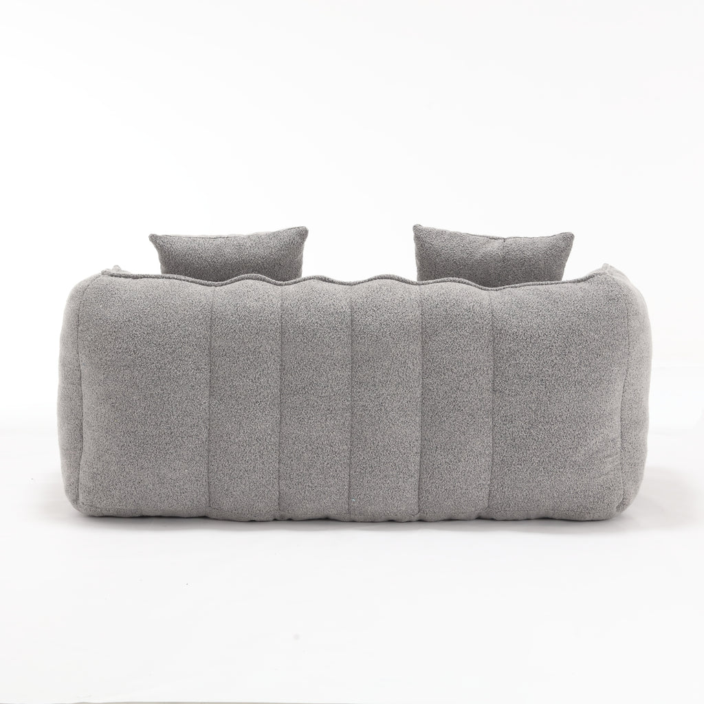 Cozy Beanbag Chair with High Resilience Foam Core for Two - Grey Chenille, 66x35x25 inches - Grand Goldman Shop