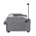 Modern Velvet Loveseat Futon Sofa Couch with Pullout Bed, Adjustable Backrest, Toss Pillows, Light Gray - Grand Goldman Shop