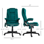 HOMCOM 6 Point Vibrating Massage Office Chair with Heat, Velvet High Back Executive Office Chair with Reclining Backrest, Pad