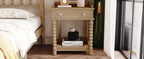 Retro Style Nightstand with Drawer and Open Shelf for Bedroom, Bedside Table with Turned Legs and Metal Handle,Natural - Grand Goldman Shop