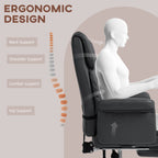 HOMCOM Executive Office Chair, PU Leather Ergonomic Office Desk Chair, Reclining and Swivel Chair with Footrest and Lumbar Su