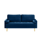 65-inch minimalist velvet sofa with metallic-coloured legs, complete with cushions, suitable for the living room or bedroom. - Grand Goldman Shop