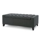 Contemporary Storage Ottoman with Tufted Top in Dark Grey Fabric - Grand Goldman Shop