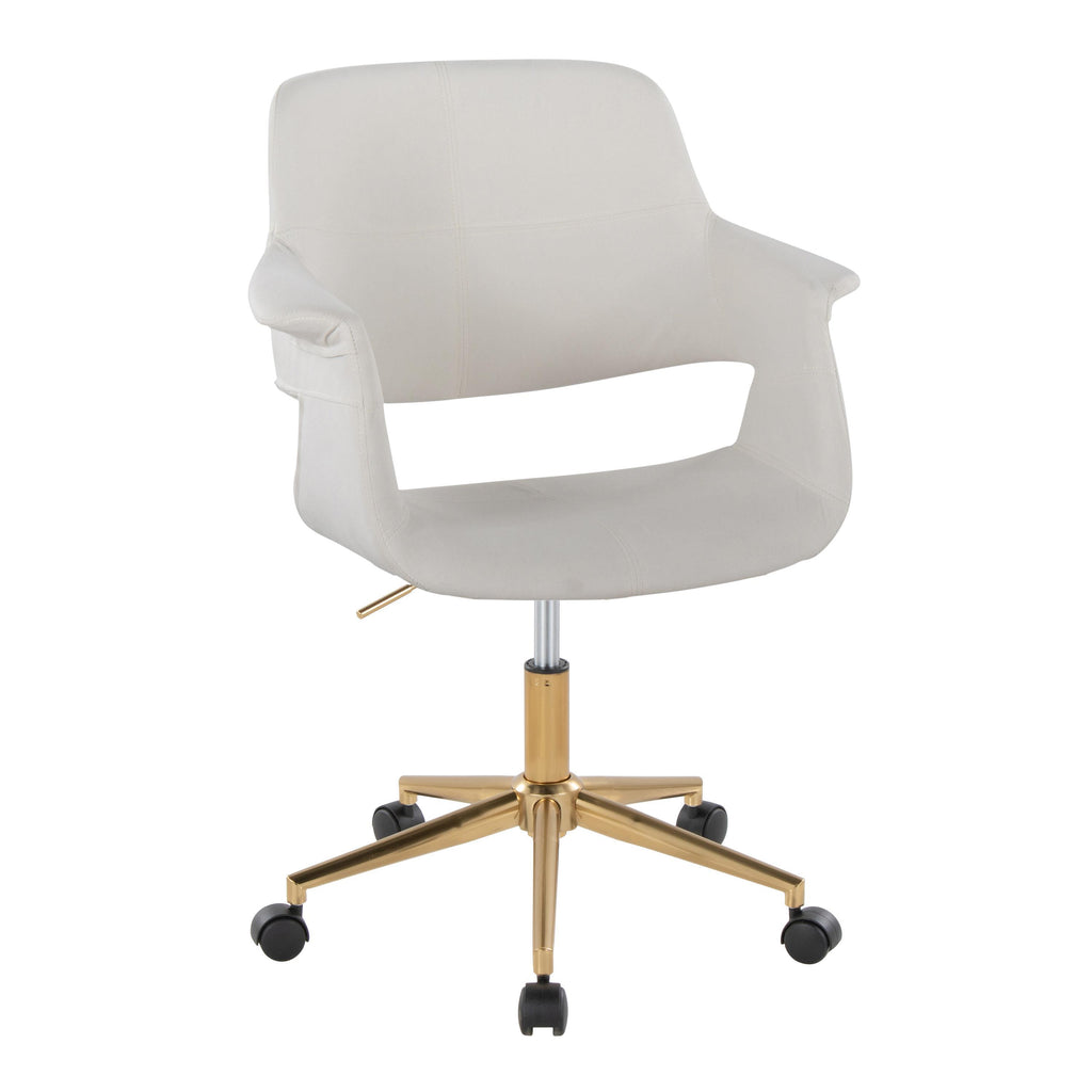 Mid-Century Modern Office Chair in Gold Metal and Cream Velvet | Premium Home Decor - Grand Goldman
