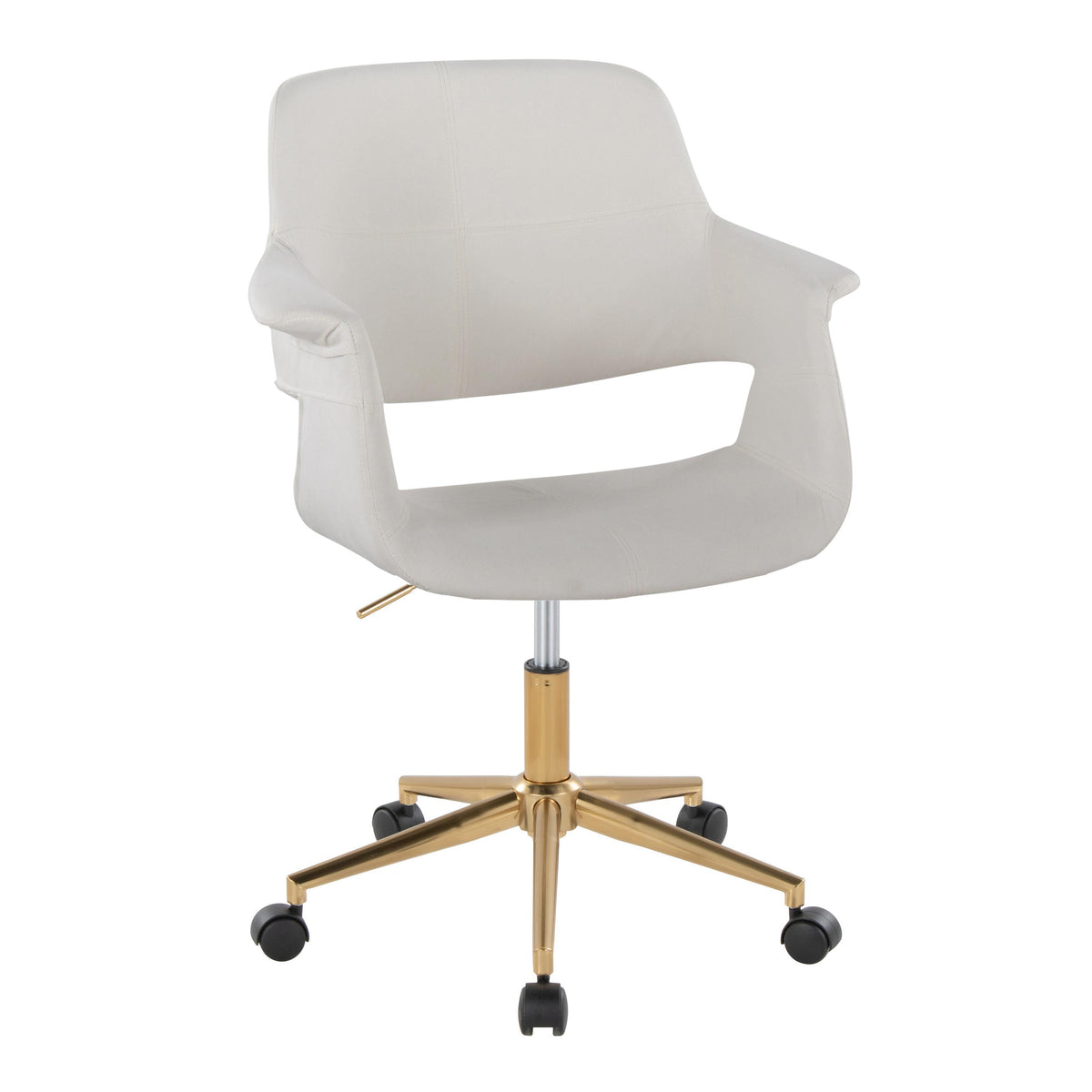 Mid-Century Modern Office Chair in Gold Metal and Cream Velvet | Premium Home Decor - Grand Goldman