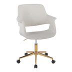 Mid-Century Modern Office Chair in Gold Metal and Cream Velvet | Premium Home Decor - Grand Goldman