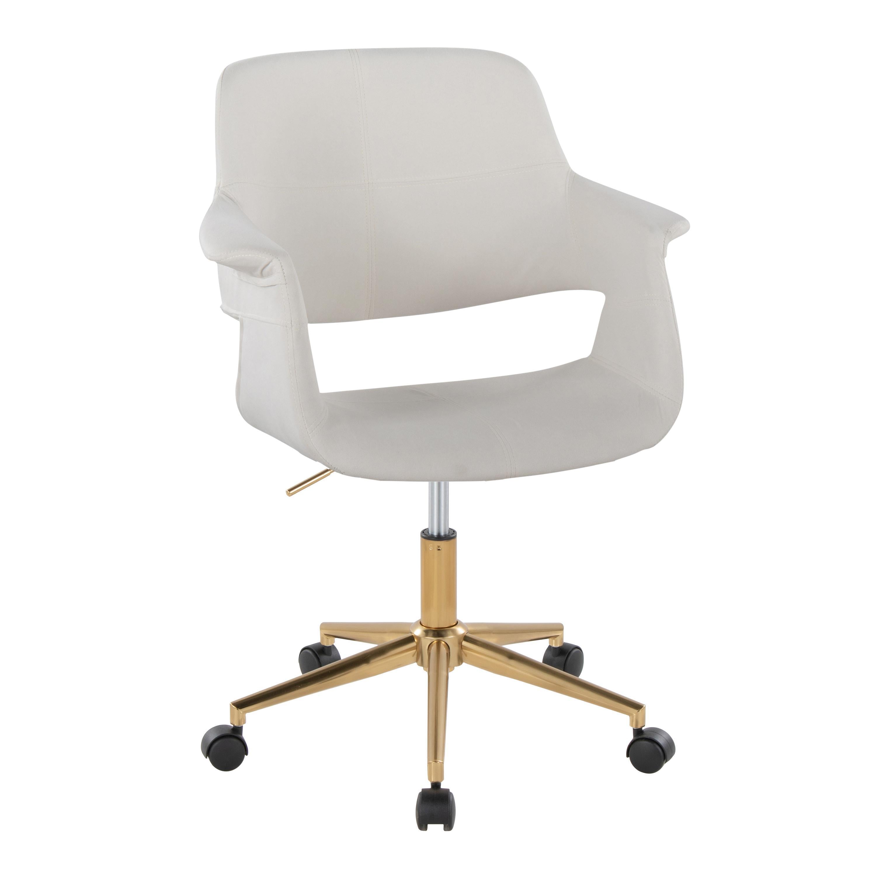 Mid-Century Modern Office Chair in Gold Metal and Cream Velvet | Premium Home Decor - Grand Goldman