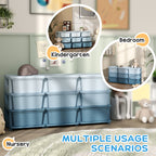 Qaba 3 Tier Kids Storage Unit, 9 Drawer Chest Toy Organizer Plastic Bins for Kids Bedroom Nursery Kindergarten Living Room fo