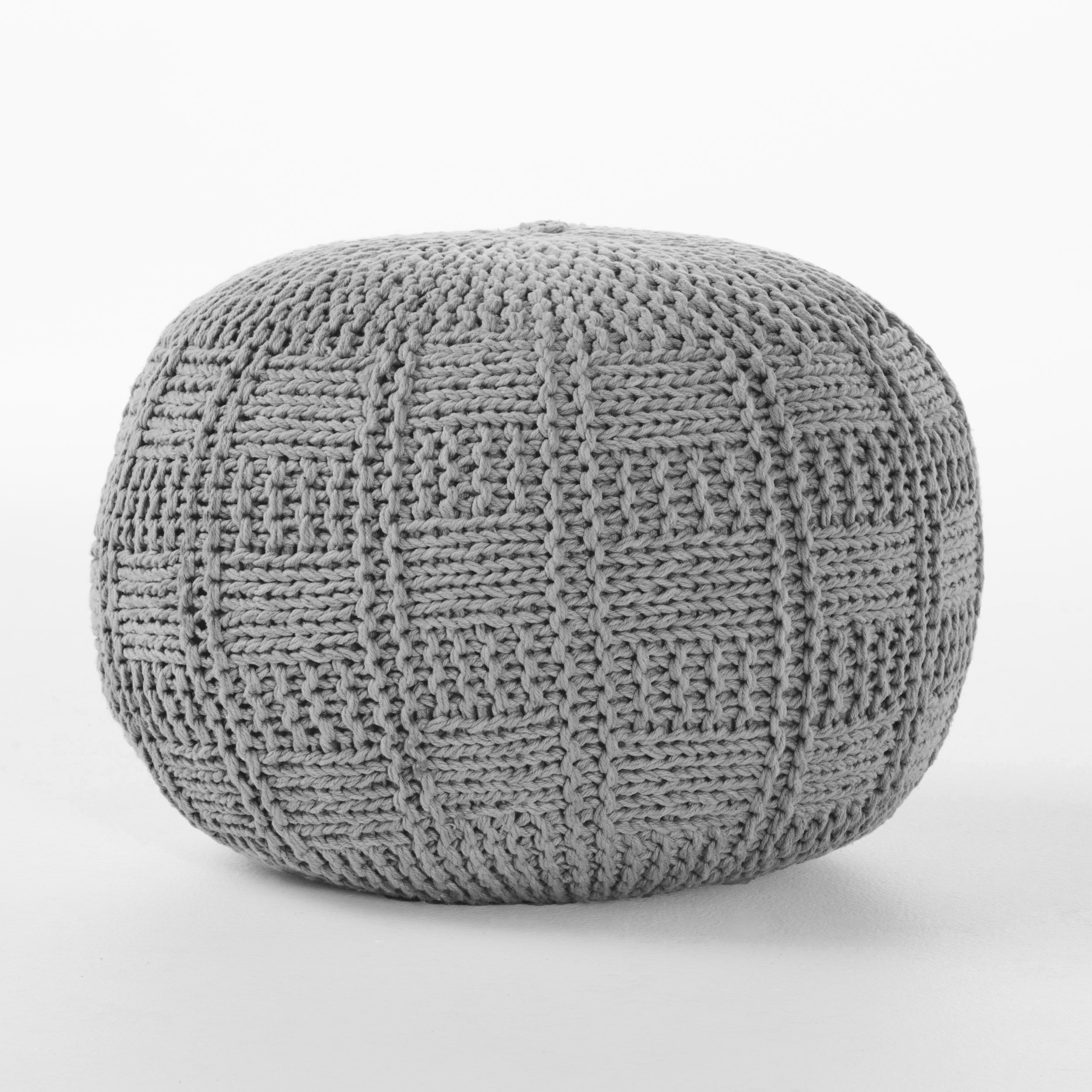 Yuny Knitted Cotton 20 x 20 Round Pouf - Grand Goldman Shop