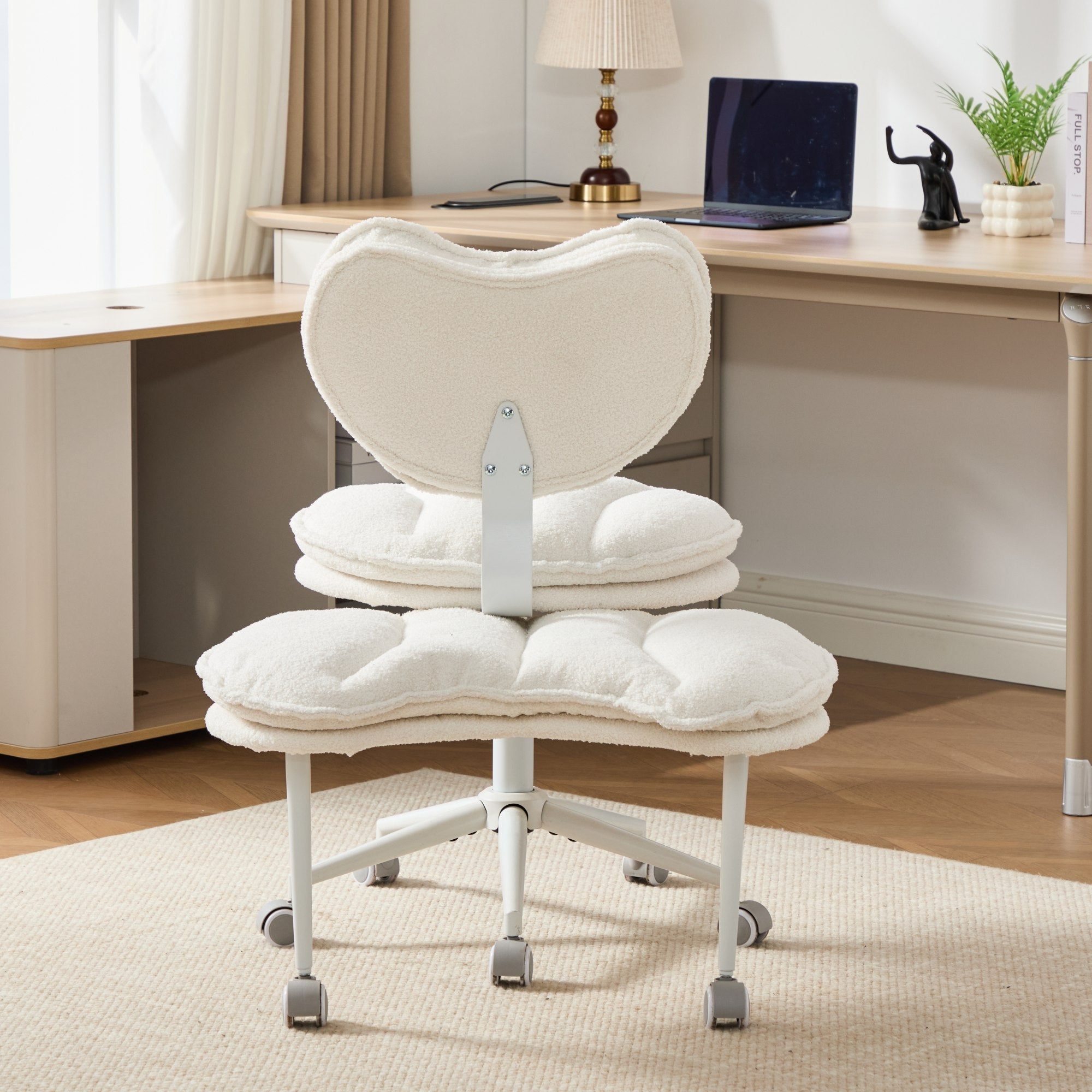 Meditation Chair Plus, Teddy Fleece Double-Layer Padding Cross Legged Rolling Chair for ADHD, Criss Cross Desk Chair with Lum