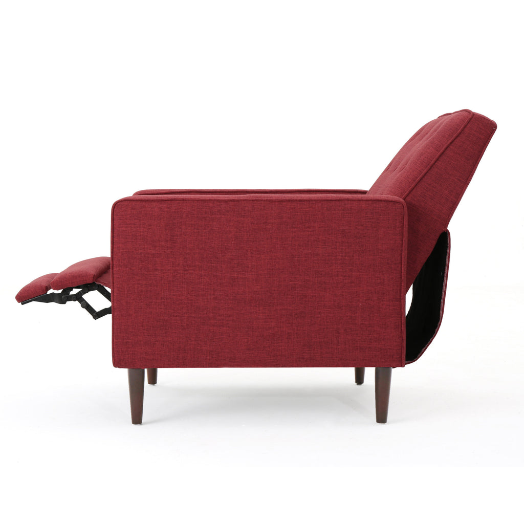 Macedonia Mid-Century Modern Button Tufted Fabric Recliner - Grand Goldman Shop