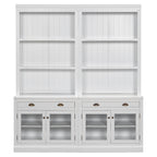 83.4'Tall Bookshelf Suite with LED Lighting, Modern Bookcases with Glass Doors and Drawers,2-Piece Set Storage Bookcase Suite
