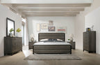 Ioana Antique Grey Wood 6-piece Queen Size Bedroom Set, Dresser, Mirror, 2 Night Stands , Chest - Grand Goldman Shop