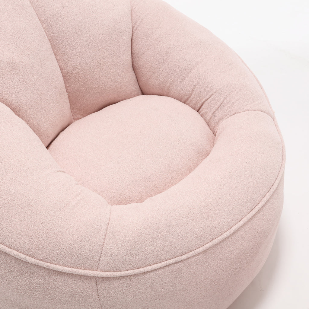 Bedding Bean Bag Sofa Chair with High-Pressure Foam and Footrest, Pink Microfiber - Grand Goldman Shop