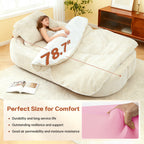 Modern Floor Sofa with 2 Pillows,Convertible Chenille Fabric Foam-Filled Sleeper Sofa Bed, no assembly required,Convertible Sofa Cushion Unfolds into Quilt,Folding Mattress for Living Room,Playroom - Grand Goldman Shop