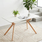 Modern Minimalist StyleDining Table MDF Anti-Scratch Top Metal Shelf Metal Heat Transfer Legs Leveling Feet For Dining Room Kitchen Office Table X 1(White) - Grand Goldman Shop