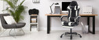 Gaming Chair with Footrest, Ergonomic Computer Chair with Headrest and Lumbar Support, Breathable Material Height Adjustable 