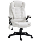 HOMCOM 6 Point Vibrating Massage Office Chair with Heat, Linen High Back Executive Office Chair with Reclining Backrest, Padd