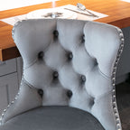 A&A Furniture,Swivel Velvet Barstools Adjusatble Seat Height from 25-33 Inch, Modern Upholstered Chrome base Bar Stools with Backs Comfortable Tufted for Home Pub and Kitchen Island（Gray,Set of 2） - Grand Goldman Shop