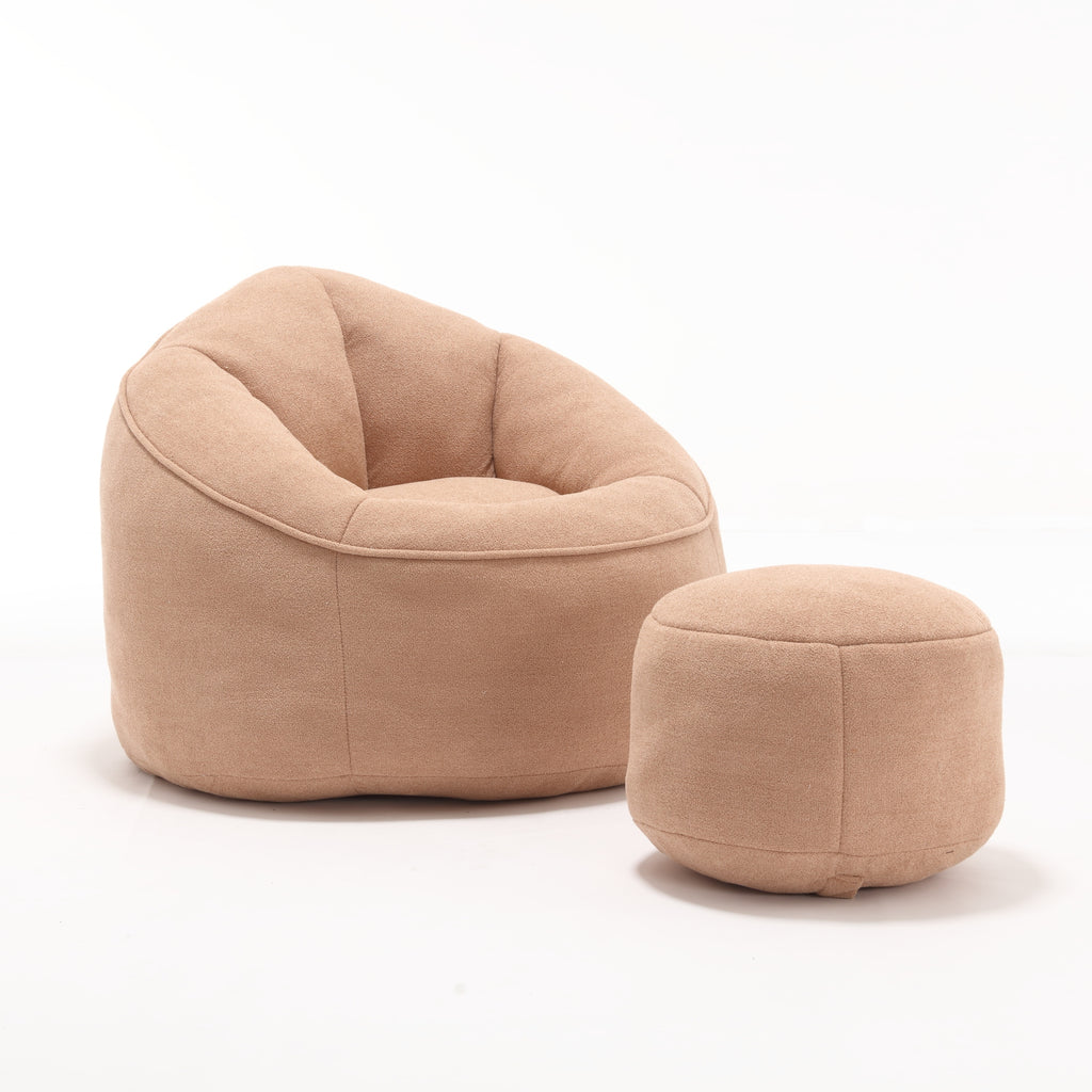 Bedding Bean Bag Sofa Chair with High-Pressure Foam and Footrest, Tan Microfiber - Grand Goldman Shop