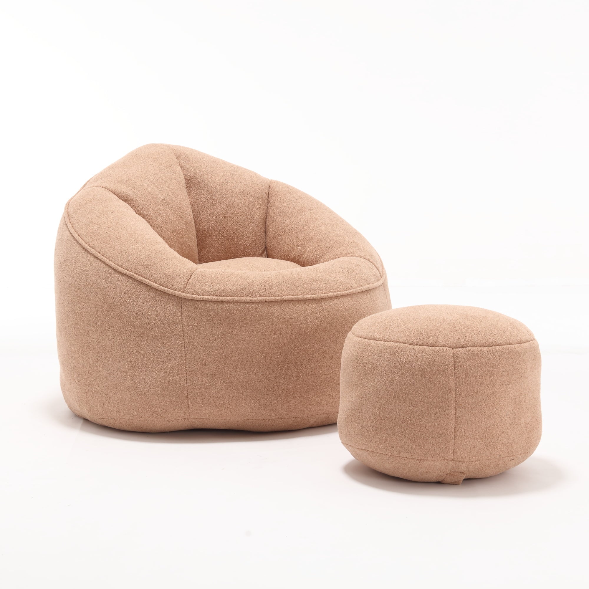 Bedding Bean Bag Sofa Chair with High-Pressure Foam and Footrest, Tan Microfiber - Grand Goldman Shop
