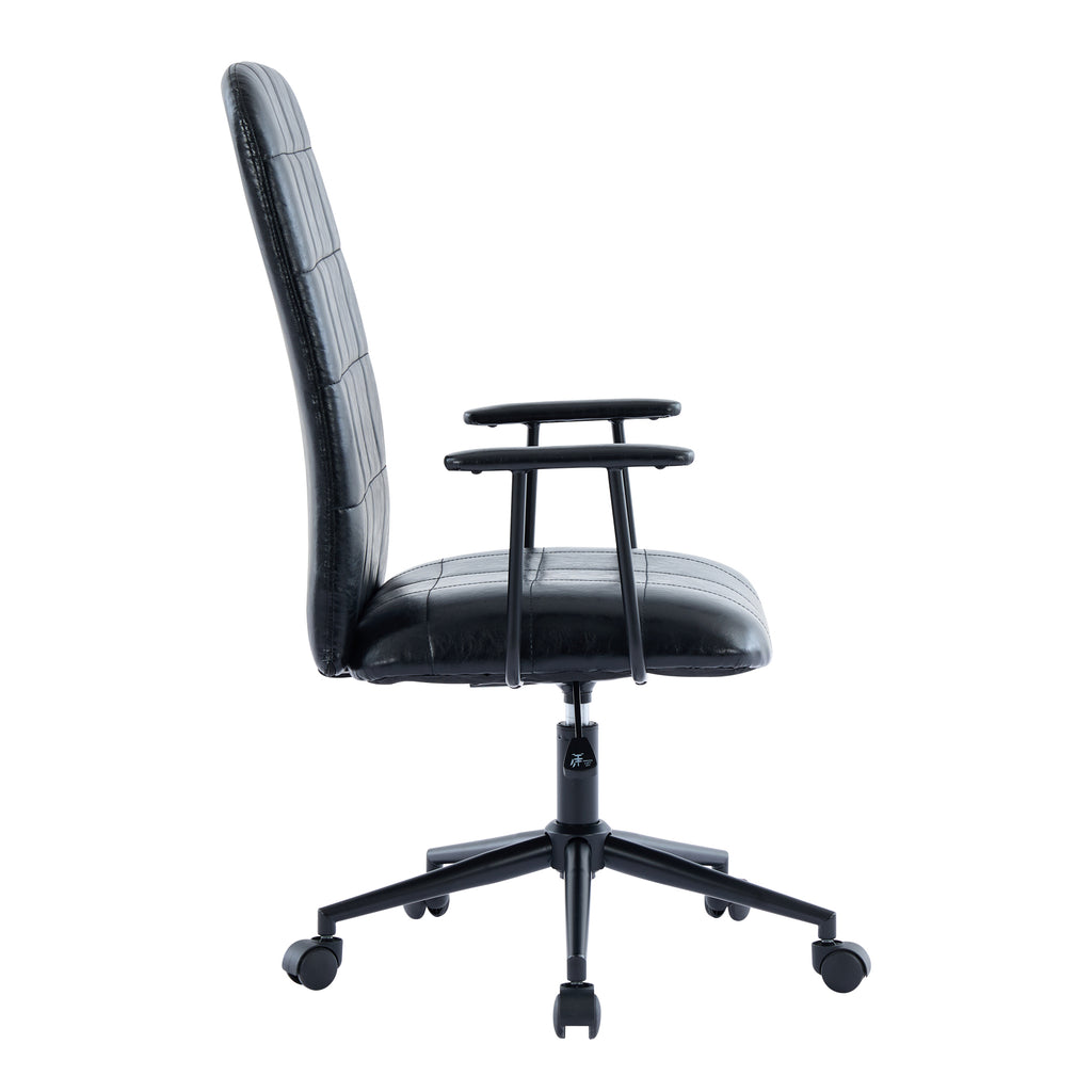 Antique black PU leather color office chair 2SETS, with armrest, high backrest,360 degree swivel , up and down adjustable gas
