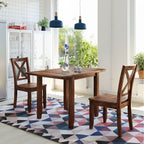 TOPMAX 3-Piece Wood Drop Leaf Breakfast Nook Dining Table Set with 2 X-back Chairs for Small Places, Walnut(old sku:SP0000164AAD) - Grand Goldman Shop