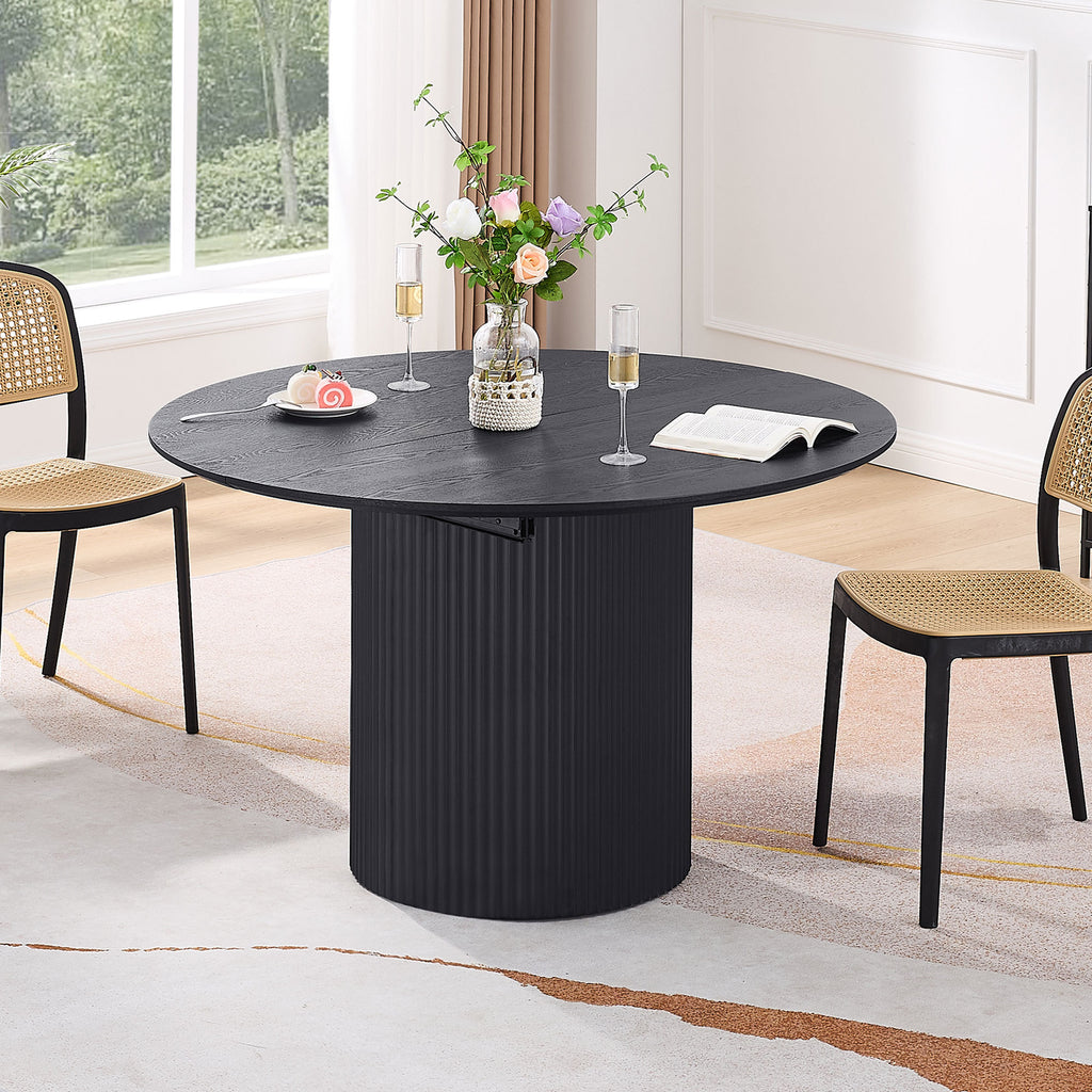 Expandable Dining Table,Solid Top Extending Table Modern Kitchen Table, Leisure Desk for Kitchen Dining Living Room Apartment.BLACK - Grand Goldman Shop