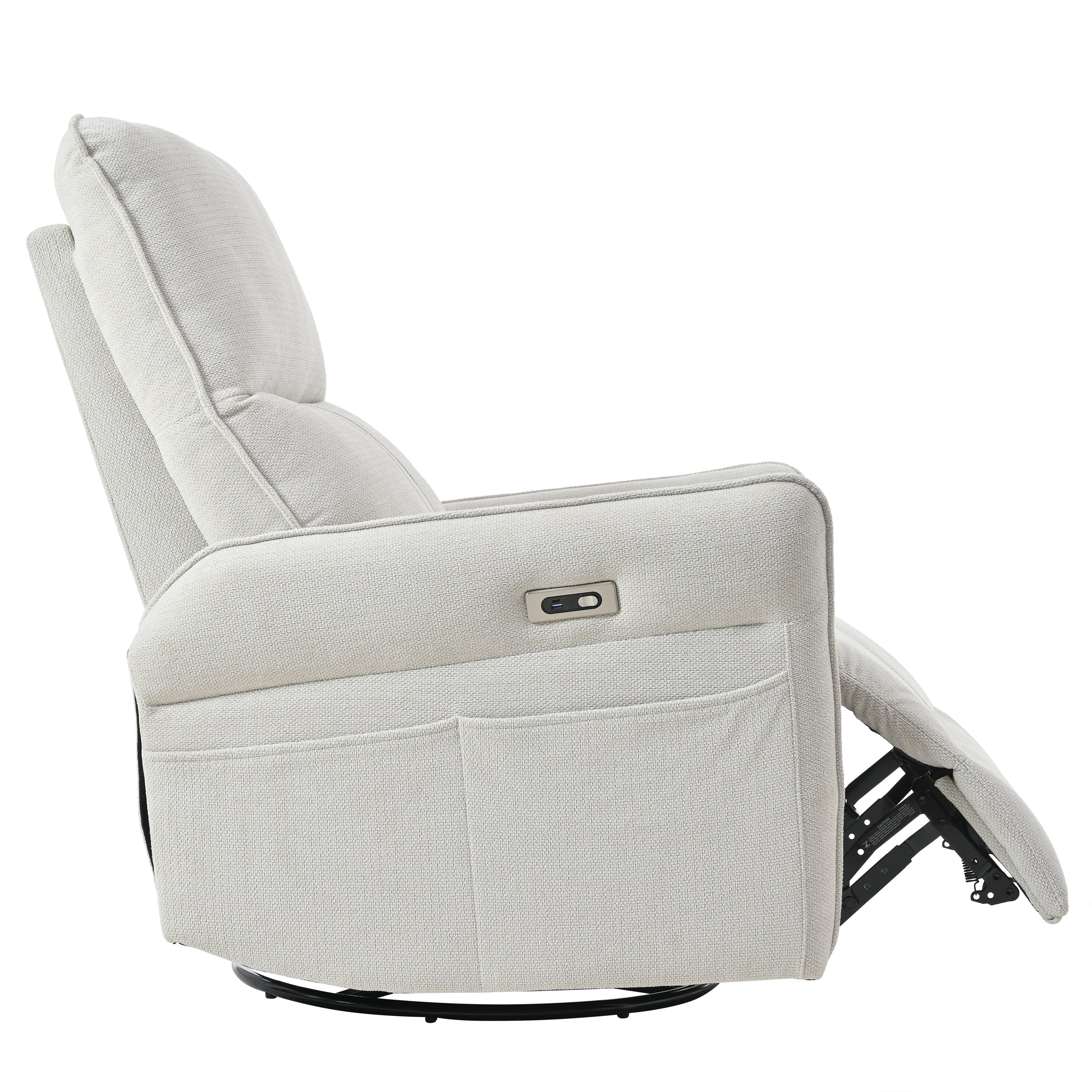270° Power Swivel Rocker Recliner Chair for Adults, Swivel Rocking Recliner Chair,Electric Small Recliners for Small Spaces, Single Sofa Recliner for Living Room, Bedroom,RV (Fabric Gray+270°Swivel) - Grand Goldman Shop