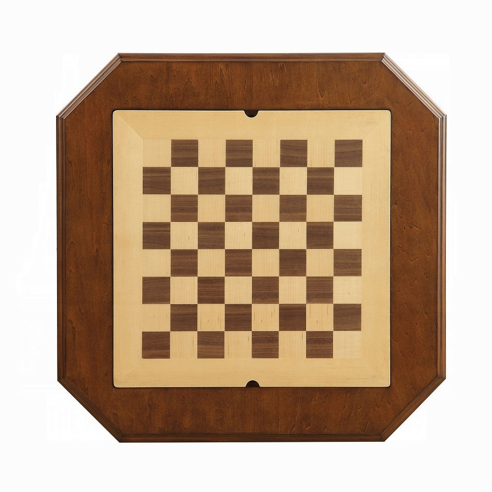 Square Top Game Table with Wooden Pedestal Base, Cherry - Grand Goldman